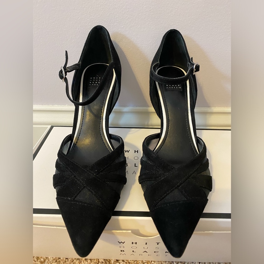 White House Black Market Emilia Black Heels 7.5 M
